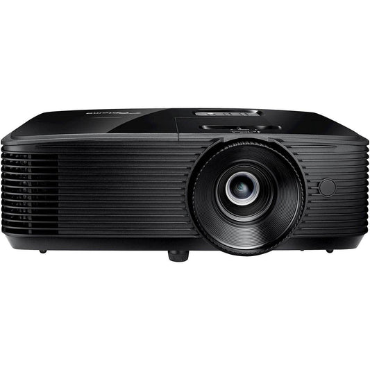 Front view of the Optoma X400LVe projector with centred lens and ventilation grilles