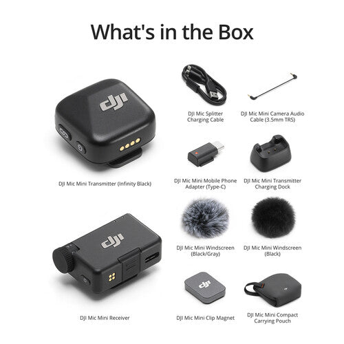 DJI Mic Mini Compact Wireless Microphone System for Camera & Smartphone (2.4 GHz) - Universal AV Solutions
