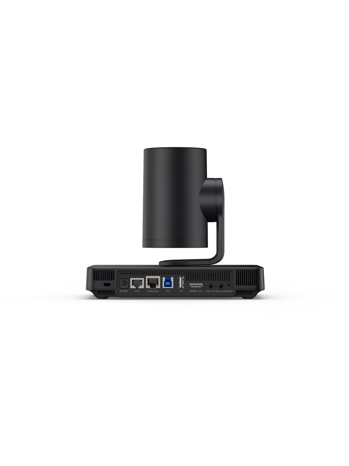 Yealink UVC85 PTZ camera rear view with USB and network ports