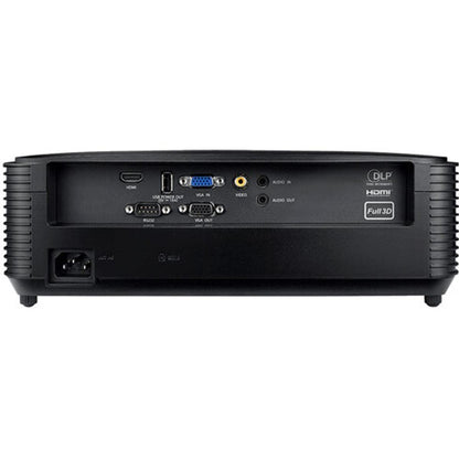 Rear panel of the Optoma X400LVe projector showing the input and output ports and AC power inlet