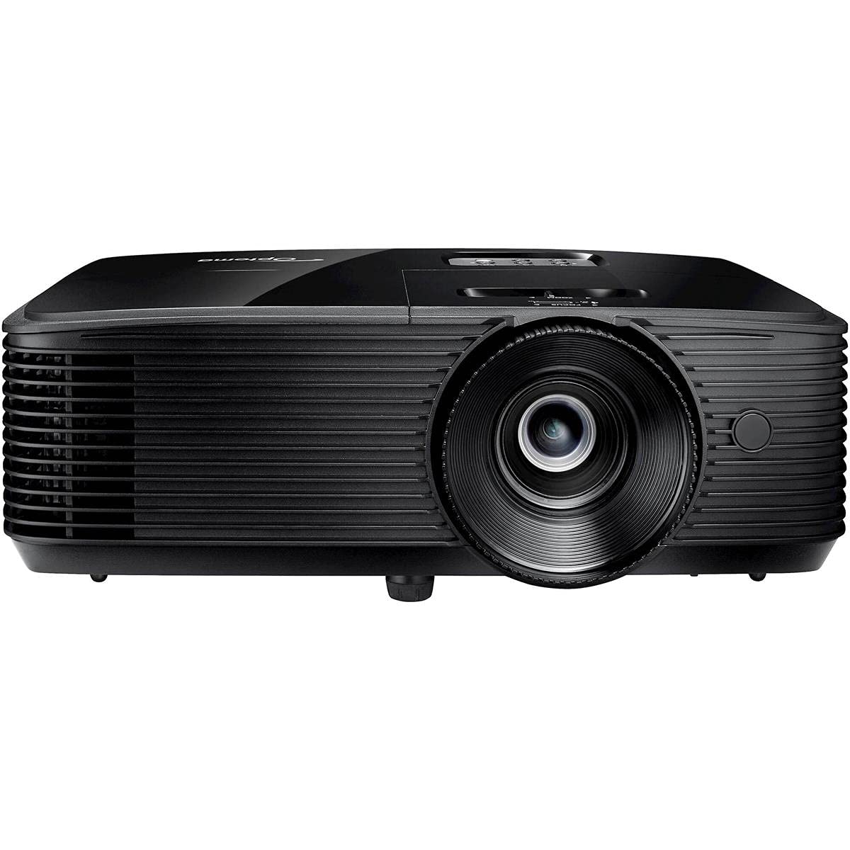 Front view of the Optoma X400LVe projector with centred lens and ventilation grilles