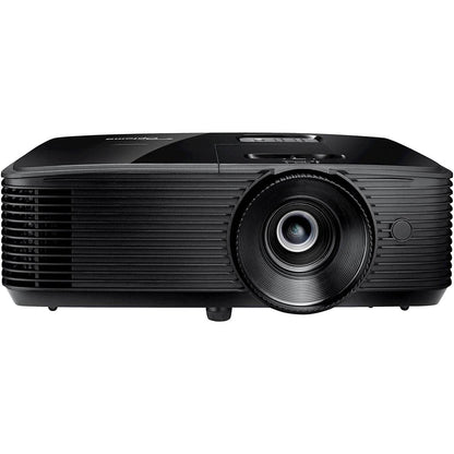 Front view of the Optoma X400LVe projector with centred lens and ventilation grilles