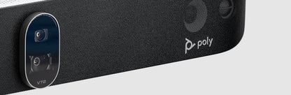 Close-up of the dual cameras on the Poly Studio V72 USB video bar