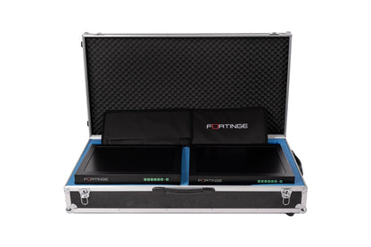Fortinge PROC dual teleprompter monitors in optional metal hard case