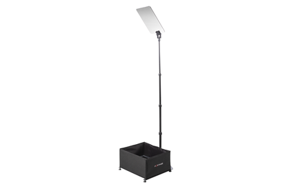 Fortinge PROC conference teleprompter with monitor floor unit and monopod-mounted glass