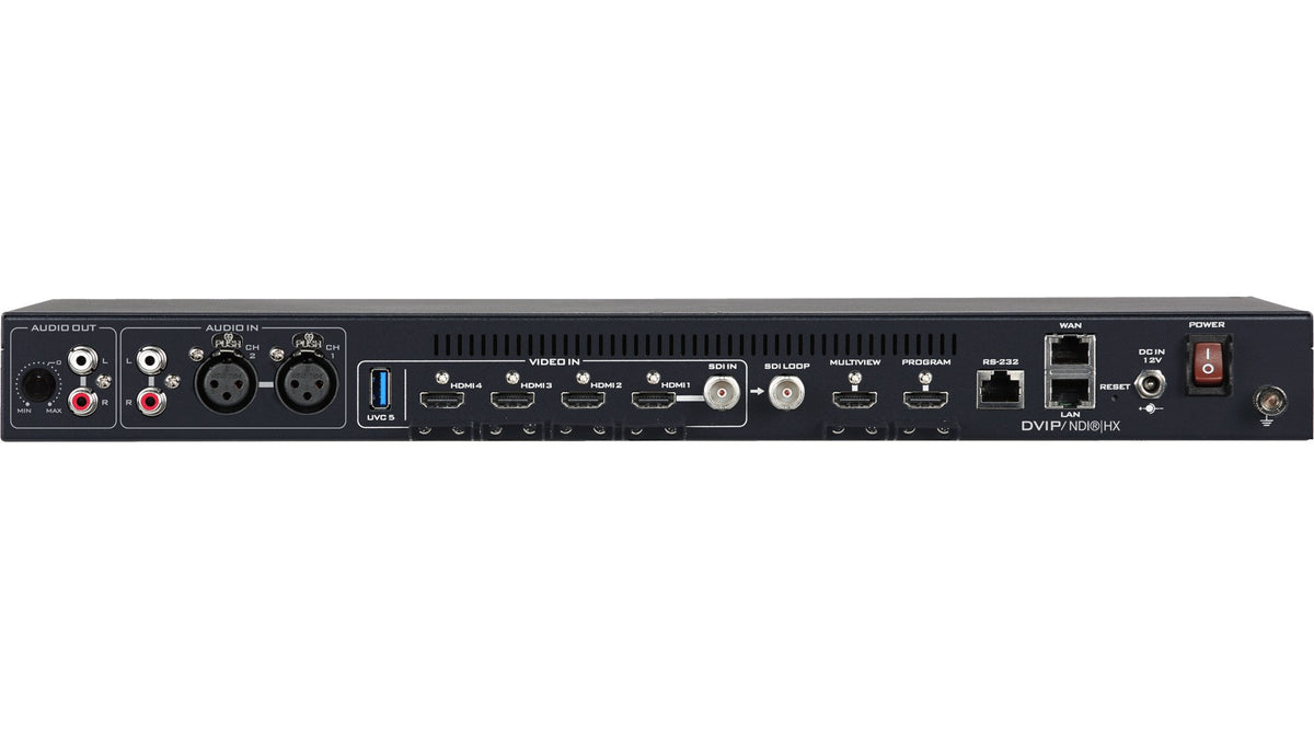 Datavideo iCAST 10NDI rear panel with audio, USB, HDMI, SDI and Ethernet connections