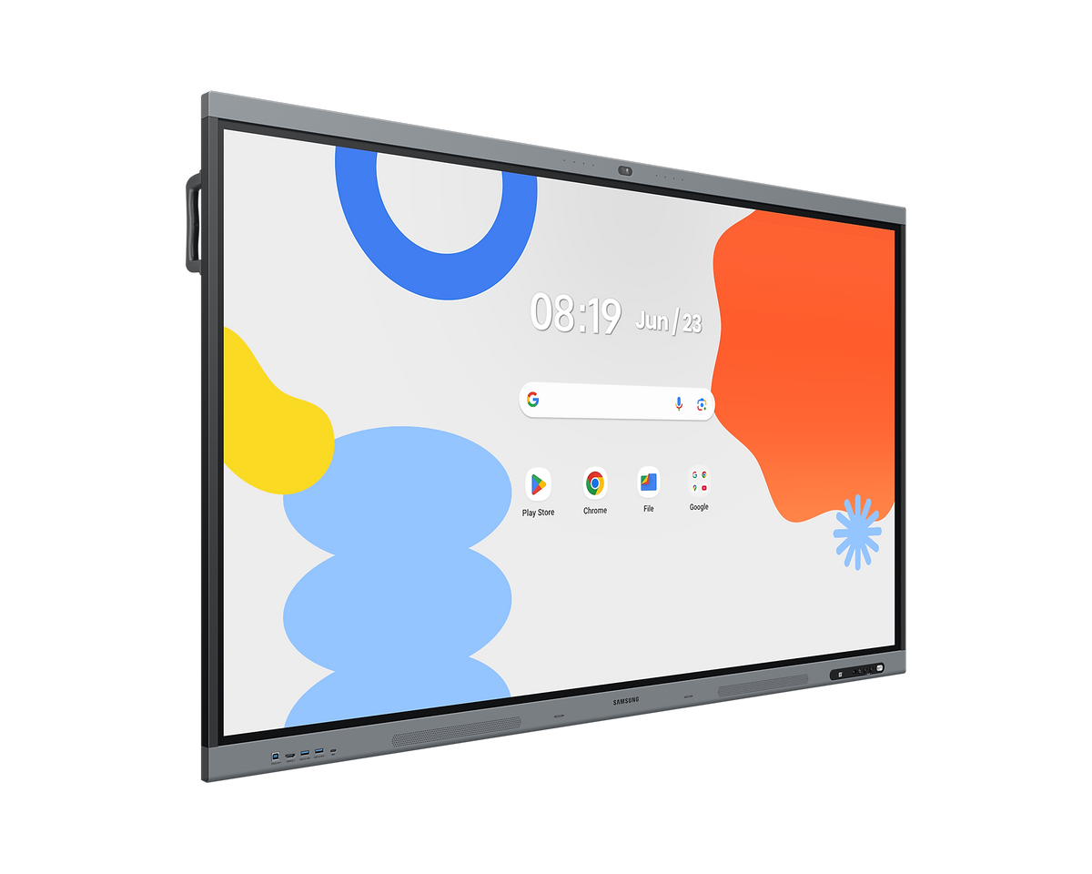 Samsung WAFX-P series 4K interactive flat panel display, angled left view