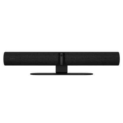 Jabra PanaCast 50 video bar, front view on its table stand