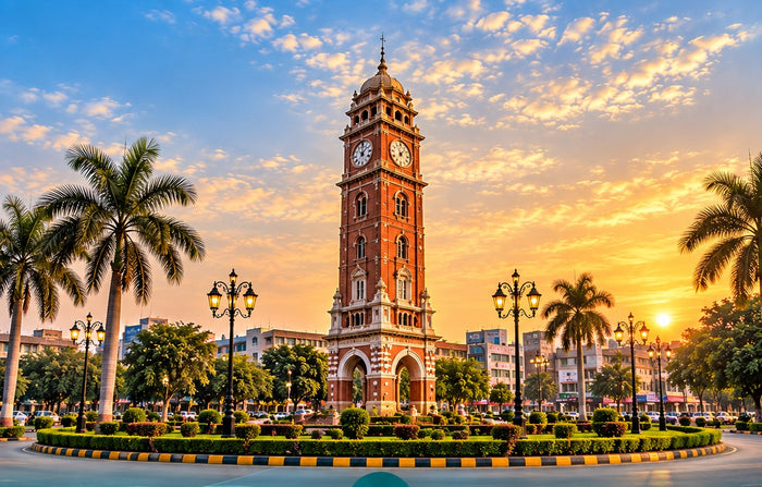 Clock tower landmark representing Universal AV Solutions' Ludhiana branch office
