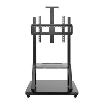 Black Box portable rolling floor stand for smart TVs and interactive flat panels, front view