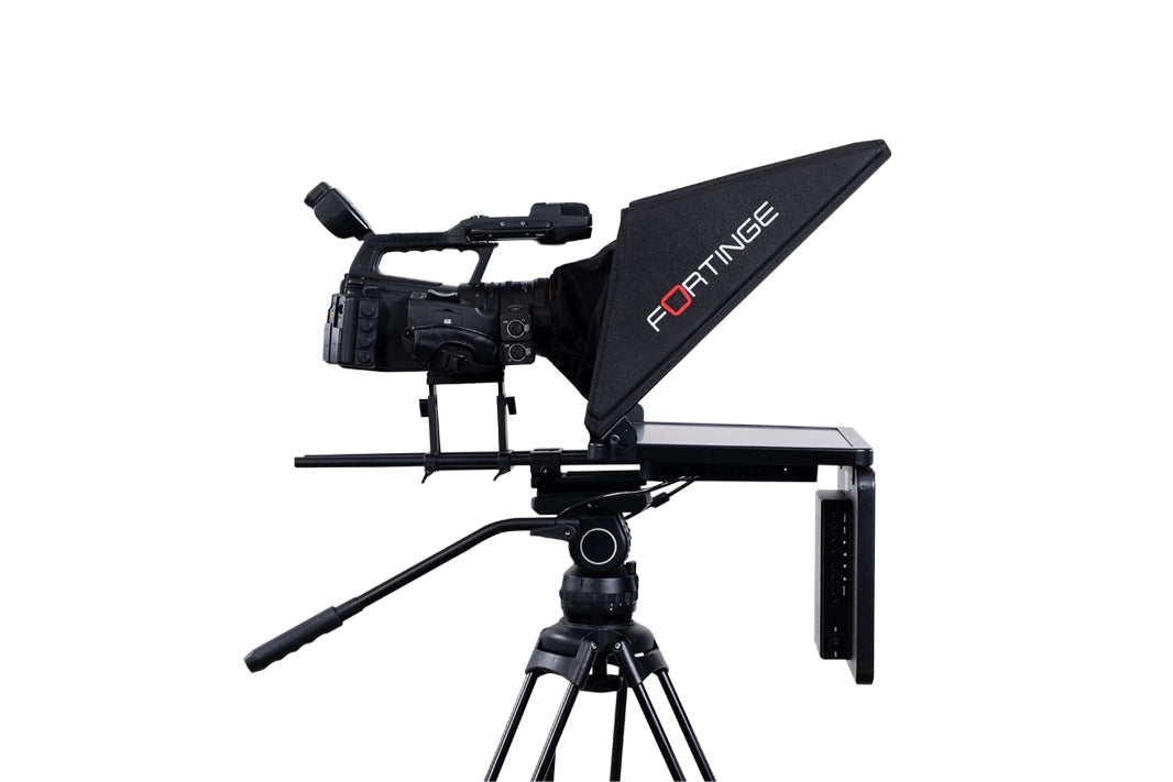 Fortinge PROX studio teleprompter with ENG camera, side view