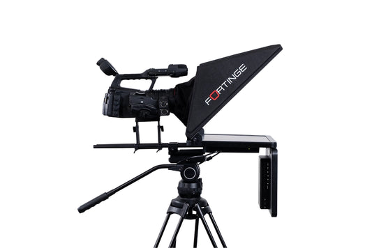 Fortinge PROX studio teleprompter with ENG camera, side view
