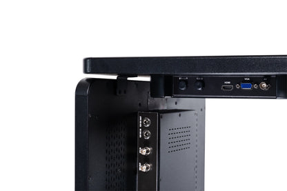 Fortinge PROX teleprompter monitor rear connection panel with HDMI and VGA inputs