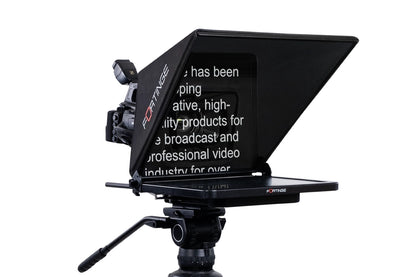 Fortinge PROX studio teleprompter with enlarged hood and trapezoidal glass