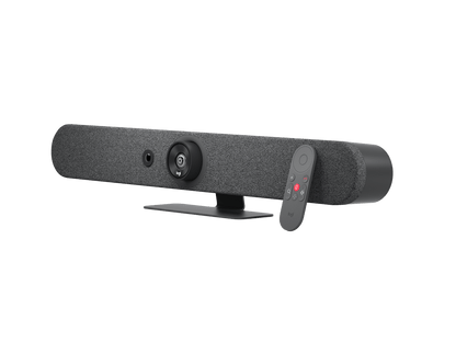 Logitech Rally Bar Mini with remote control for small and medium meeting rooms