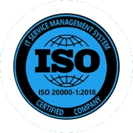 ISO 20000-1:2018 IT service management certified company badge